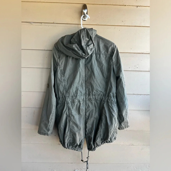 Levis Jacket Womens Medium Gray Field Utility Hooded Full Zip Safari Minimalist - Picture 10 of 10